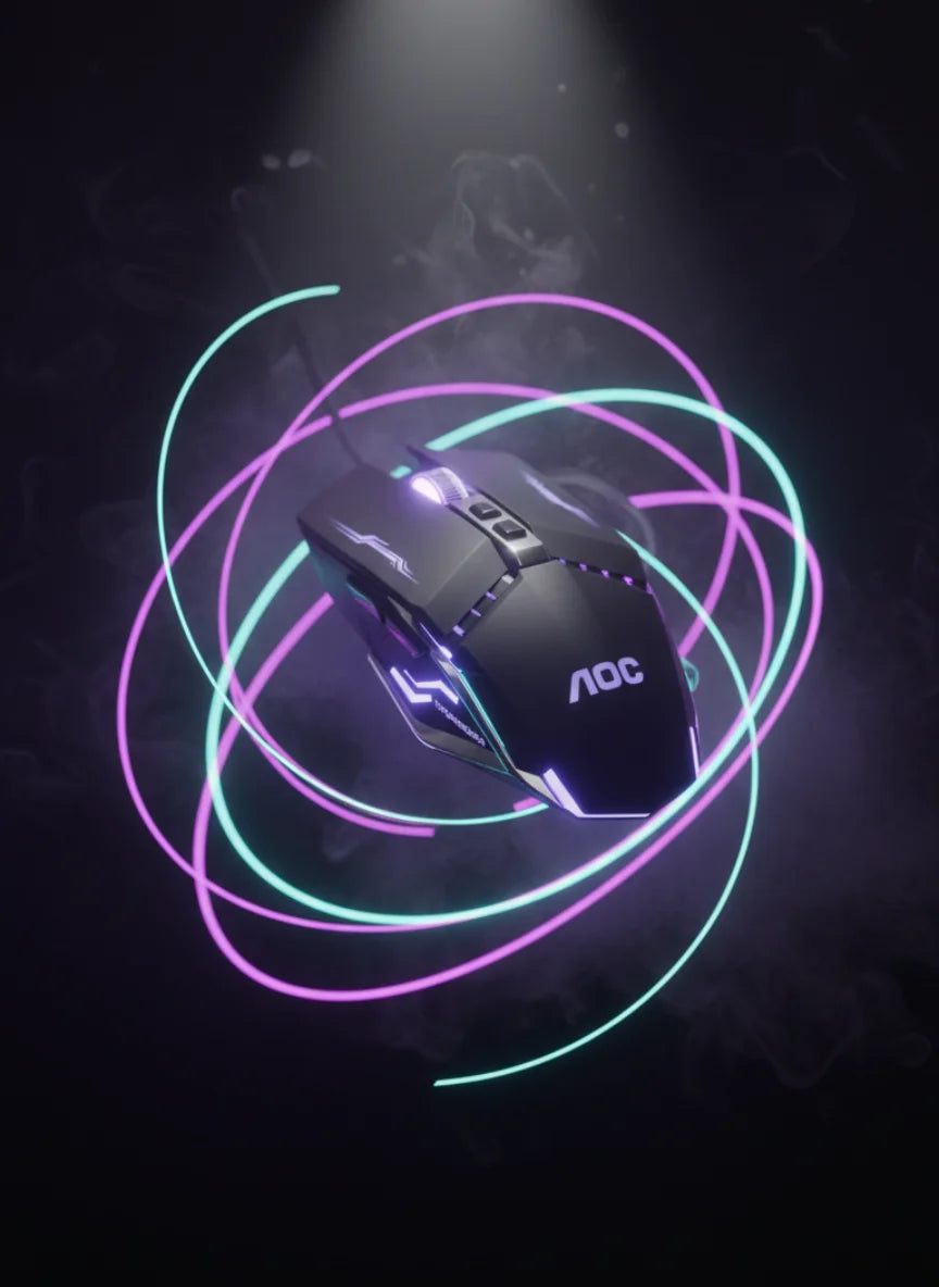 AOC RGB Wired Gaming Mouse – Top Game Weapon with LED Backlight & Adjustable DPI