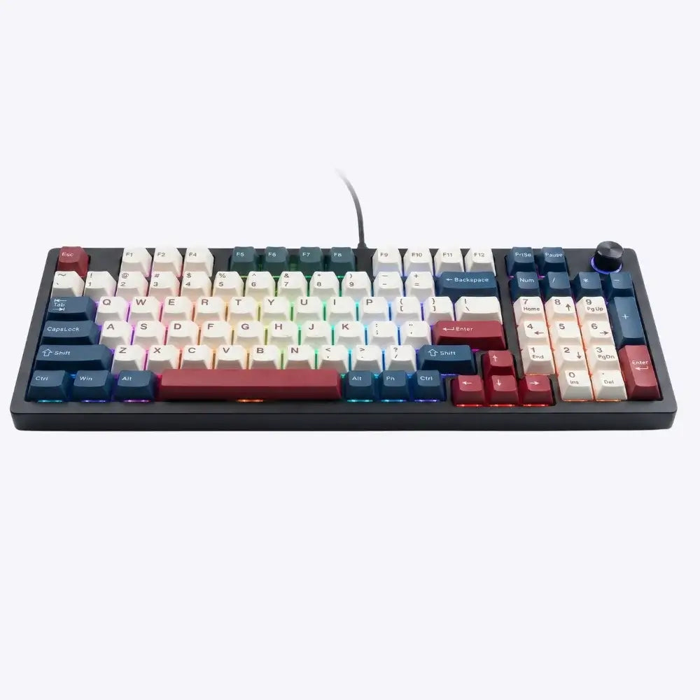 Colorful keyboard with a white background