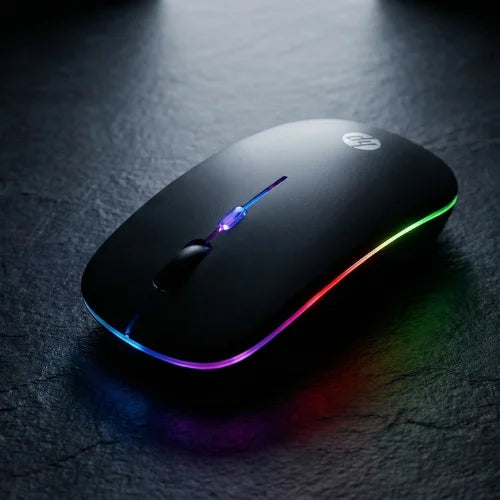 RGB LED Wireless Mouse – Rechargeable Bluetooth 5.2 + 2.4GHz Dual Mode Silent Mouse for Laptop & PC