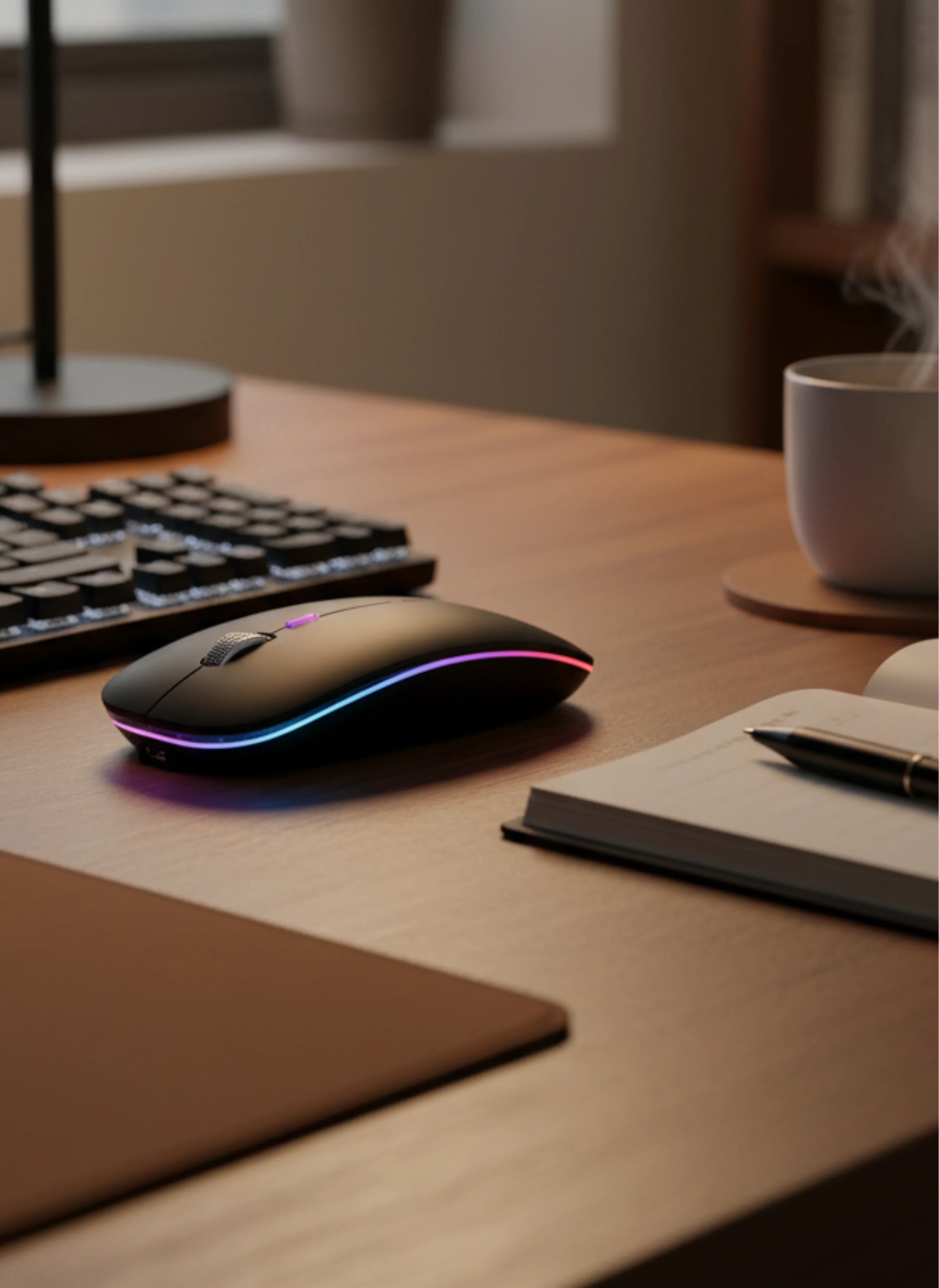 RGB LED Wireless Mouse – Rechargeable Bluetooth 5.2 + 2.4GHz Dual Mode Silent Mouse for Laptop & PC