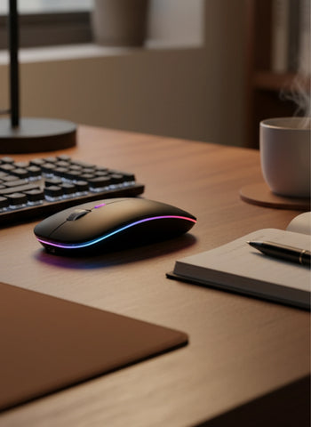 RGB LED Wireless Mouse – Rechargeable Bluetooth 5.2 + 2.4GHz Dual Mode Silent Mouse for Laptop & PC