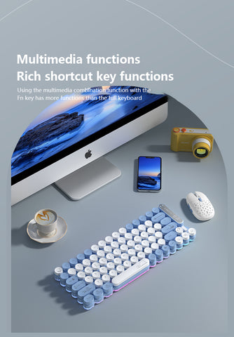 2.4G Wireless Three-Mode Waterproof  LED Backlit Keyboard Office & Game Use Color Luminous Silent Keyboard