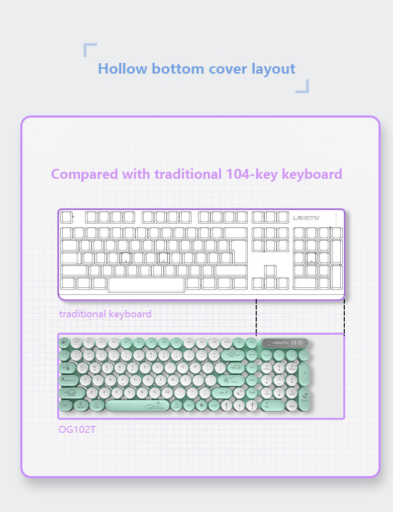 2.4G Wireless Three-Mode Waterproof  LED Backlit Keyboard Office & Game Use Color Luminous Silent Keyboard