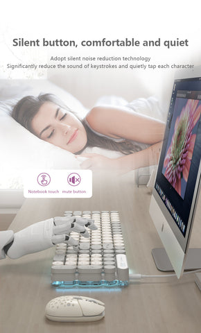 2.4G Wireless Three-Mode Waterproof  LED Backlit Keyboard Office & Game Use Color Luminous Silent Keyboard