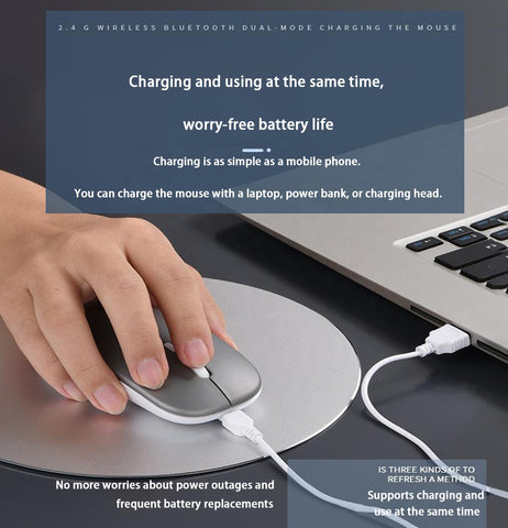 RGB LED Wireless Mouse – Rechargeable Bluetooth 5.2 + 2.4GHz Dual Mode Silent Mouse for Laptop & PC