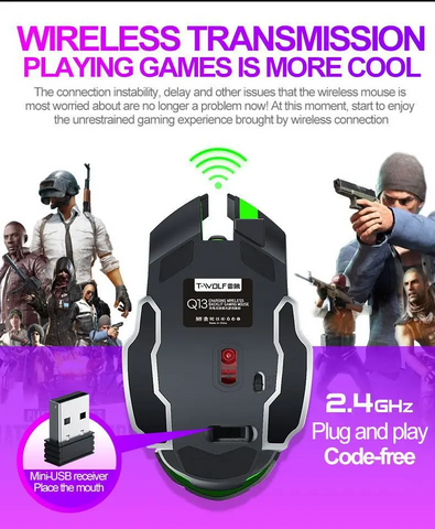 Wireless Rechargeable Mute Mouse Ergonomic Optical Silent Breathing Light