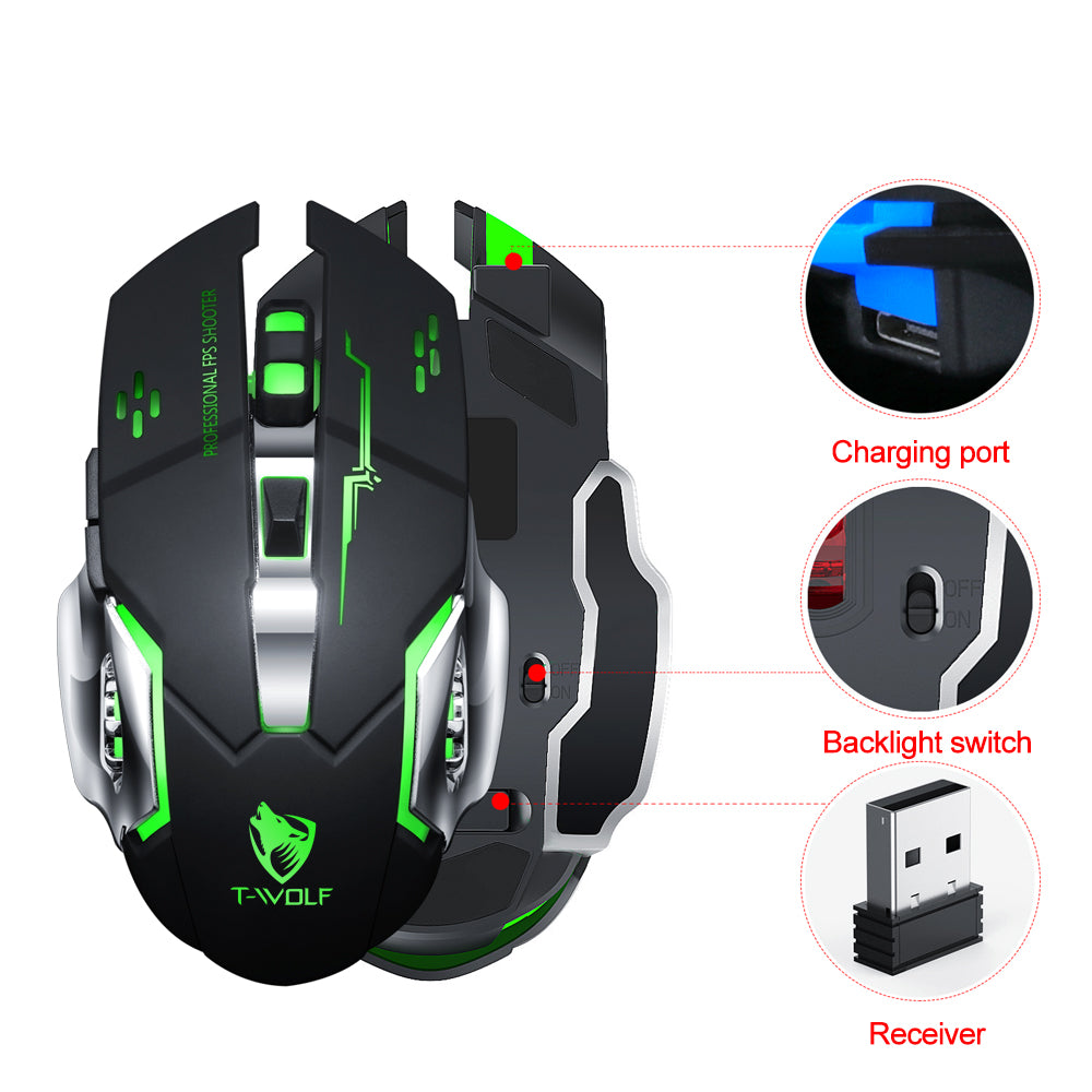 Wireless Rechargeable Mute Mouse Ergonomic Optical Silent Breathing Light