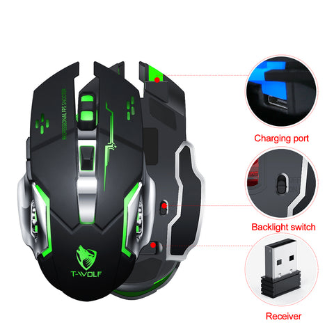 Wireless Rechargeable Mute Mouse Ergonomic Optical Silent Breathing Light