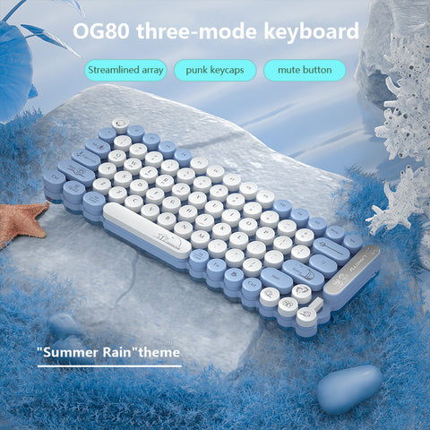 2.4G Wireless Three-Mode Waterproof  LED Backlit Keyboard Office & Game Use Color Luminous Silent Keyboard