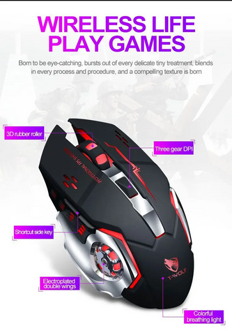 Wireless Rechargeable Mute Mouse Ergonomic Optical Silent Breathing Light